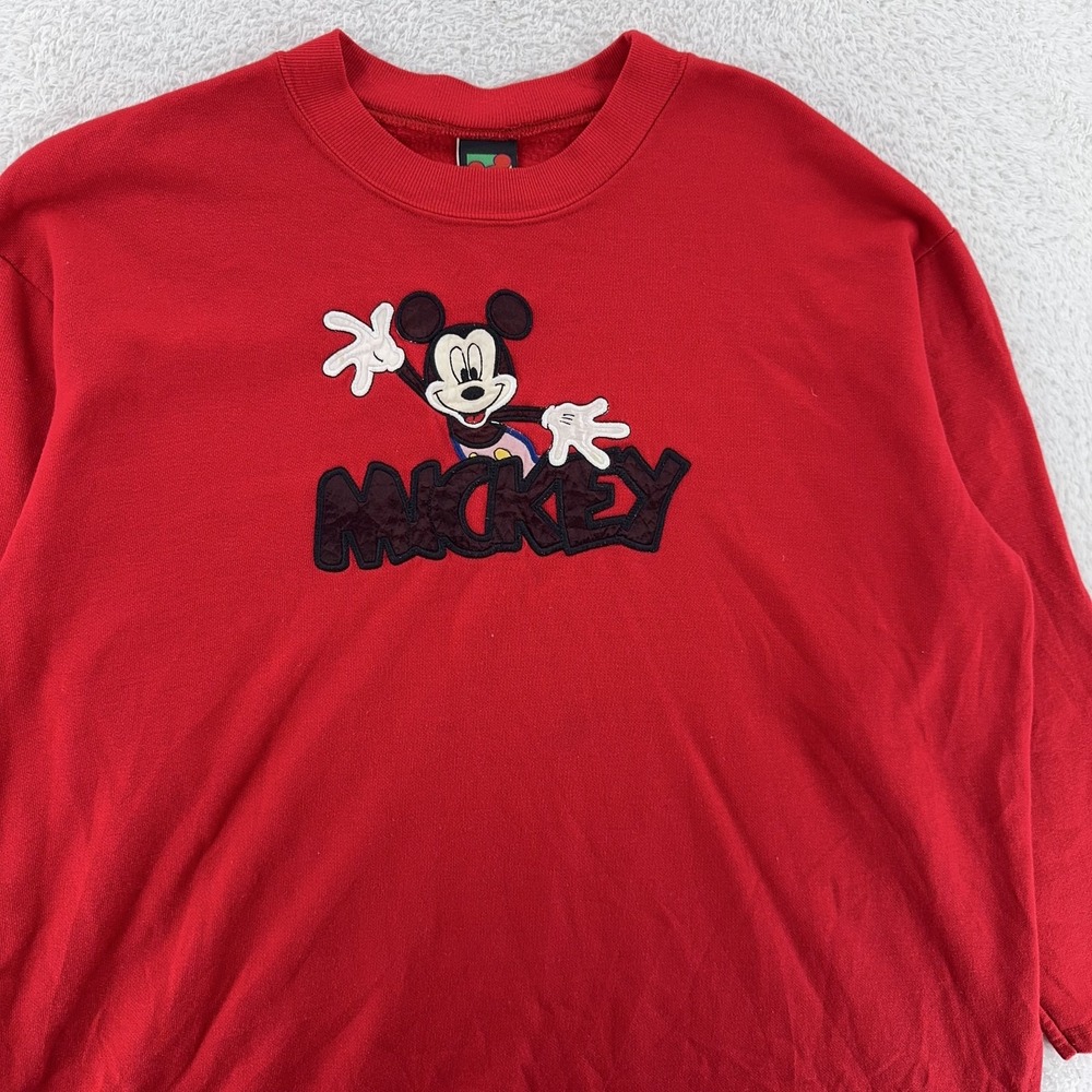 Vintage Mickey Unlimited Sweater Mens XL Red Embroidered Pullover Disney 90s